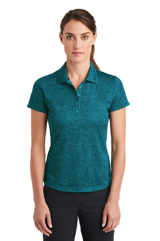 laid-back weekend blouses & shirts -Nike Womens Dri-Fit Moisture Wicking Short Sleeve Polo Shirt - Blustery Green