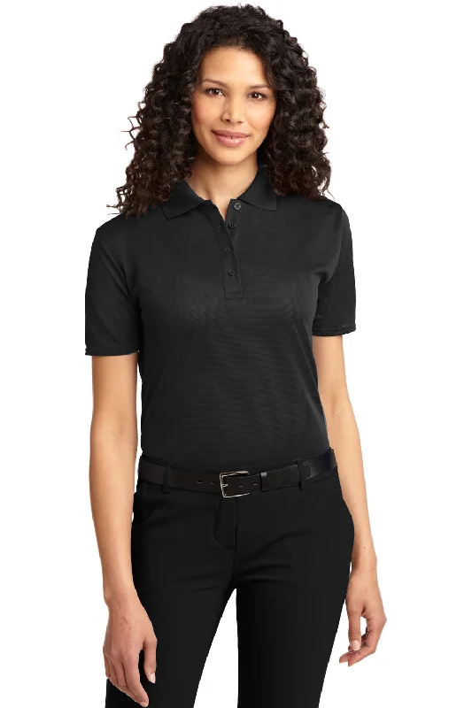 neck curved blouses & shirts -Port Authority Womens Dry Zone Moisture Wicking Short Sleeve Polo Shirt - Black