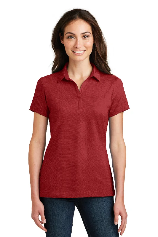 striking geometric blouses & shirts -Port Authority Womens Meridian Short Sleeve Polo Shirt - Flame Red - Closeout