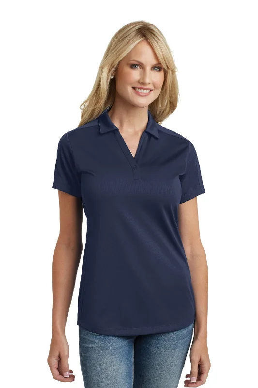 durable adventure blouses & shirts -Port Authority Womens Moisture Wicking Short Sleeve Polo Shirt - True Navy Blue