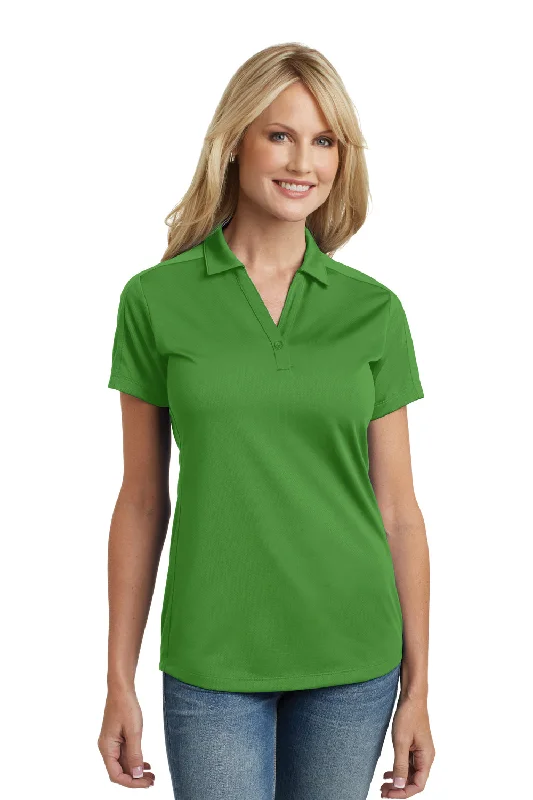 elastic rib blouses & shirts -Port Authority Womens Moisture Wicking Short Sleeve Polo Shirt - Vine Green - Closeout