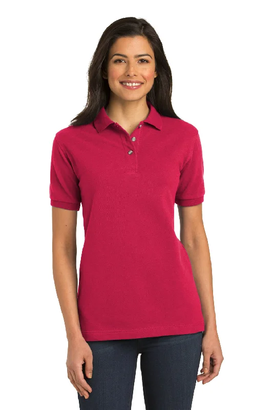 solid sleek blouses & shirts -Port Authority Womens Shrink Resistant Short Sleeve Polo Shirt - Red