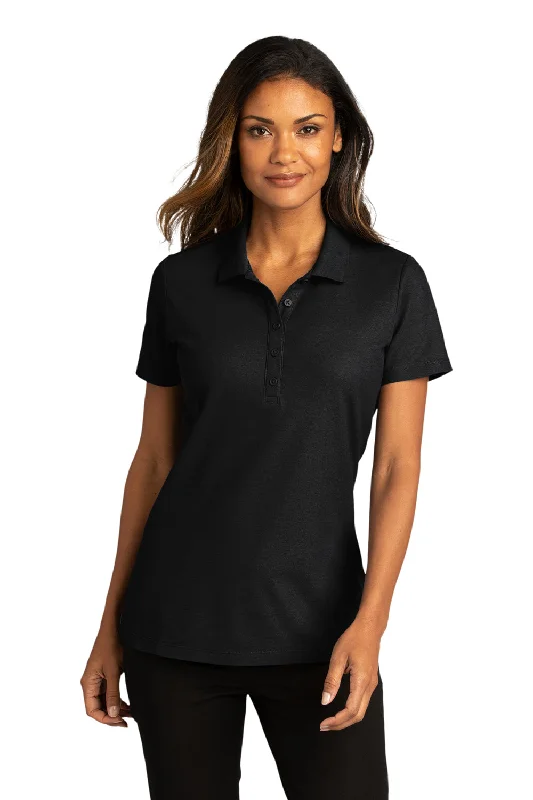 cozy poplin blouses & shirts -Port Authority Womens React SuperPro Snag Resistant Short Sleeve Polo Shirt - Deep Black