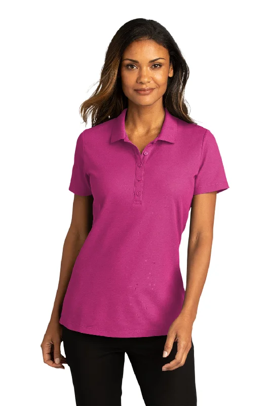 timeless checkered blouses & shirts -Port Authority Womens React SuperPro Snag Resistant Short Sleeve Polo Shirt - Wild Berry - Closeout