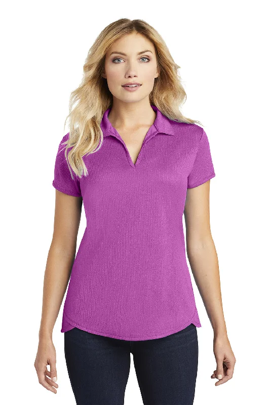 solid professional blouses & shirts -Port Authority Womens Trace Moisture Wicking Short Sleeve Polo Shirt - Heather Berry Pink