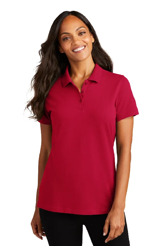 relaxed daily blouses & shirts -Port Authority Womens Wrinkle Resistant Short Sleeve Polo Shirt - Apple Red