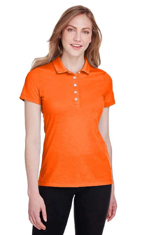 plaid dynamic blouses & shirts -Puma Womens Fusion Performance Moisture Wicking Short Sleeve Polo Shirt - Vibrant Orange