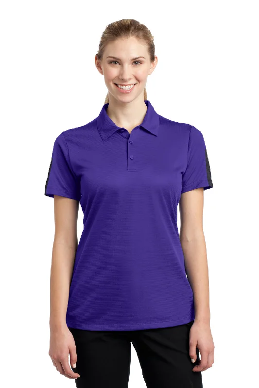 pocket practical blouses & shirts -Sport-Tek Womens Active Mesh Moisture Wicking Short Sleeve Polo Shirt - Purple/Grey - Closeout