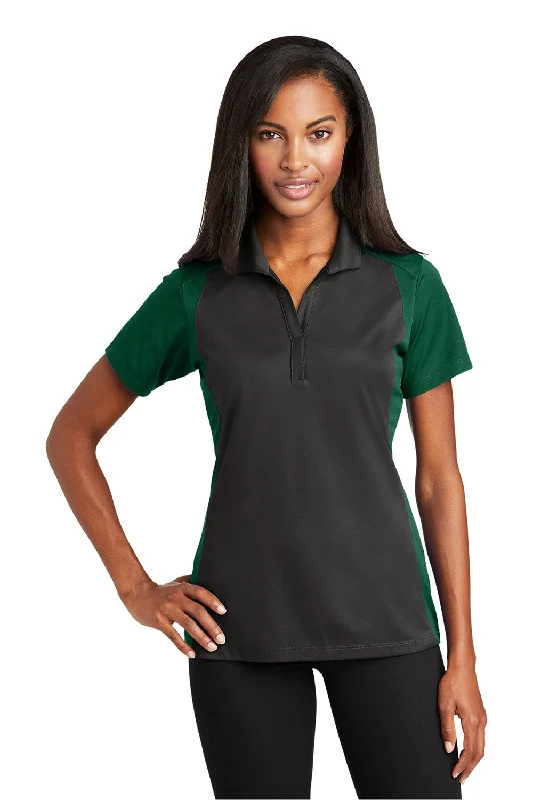 cozy thick blouses & shirts -Sport-Tek Womens Sport-Wick Moisture Wicking Short Sleeve Polo Shirt - Iron Grey/Forest Green