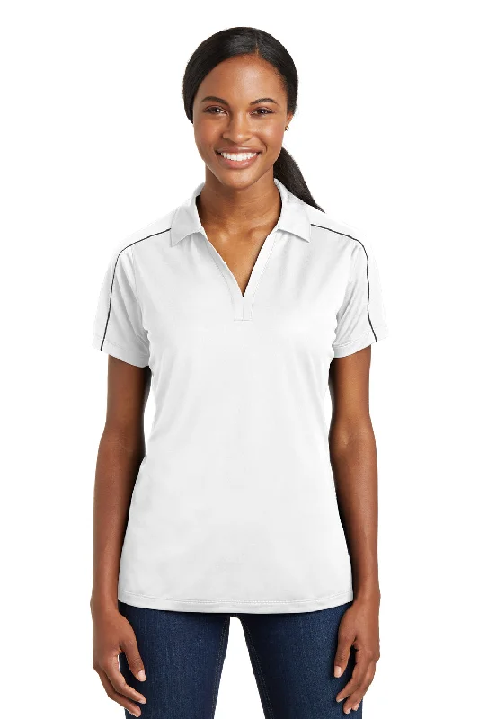 relaxed everyday blouses & shirts -Sport-Tek Womens Sport-Wick Moisture Wicking Short Sleeve Polo Shirt - White/Iron Grey - Closeout