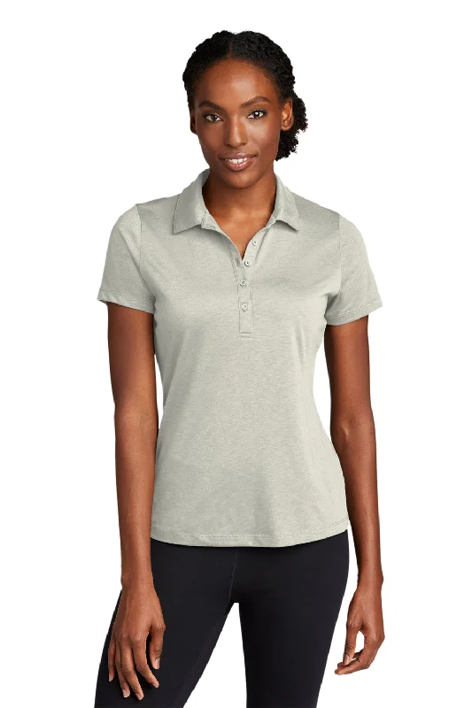 flared sleeve blouses & shirts -Sport-Tek Womens Strive Moisture Wicking Short Sleeve Polo Shirt - Silver Grey