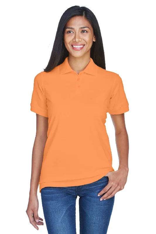 polished plain blouses & shirts -UltraClub Womens Classic Short Sleeve Polo Shirt - Tangerine Orange - Closeout