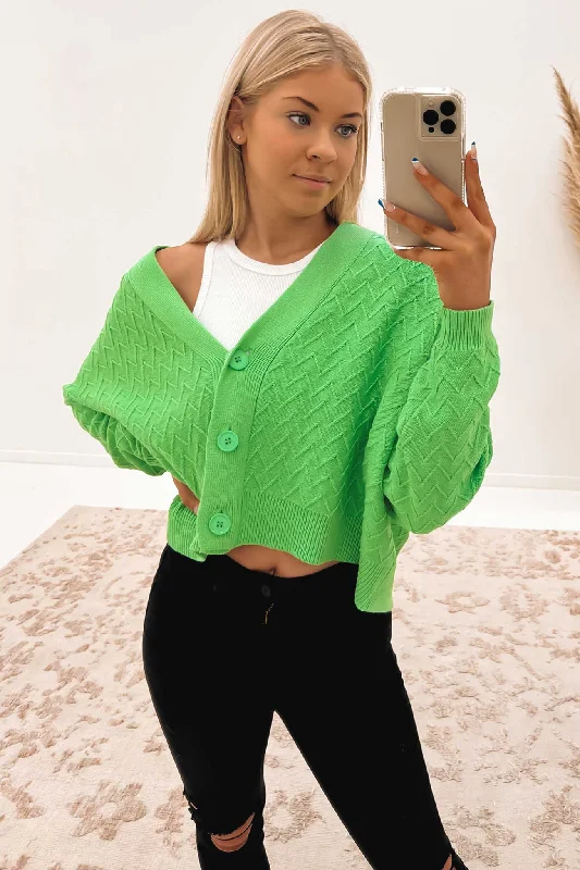 snug cashmere cardigans -Camila Cardigan Green