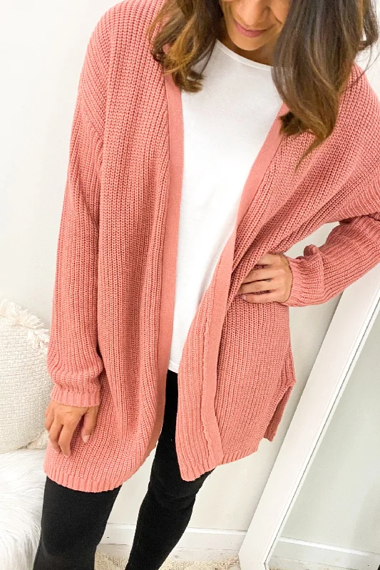 silky ribbed cardigans -Everyday Knit Cardi Plum