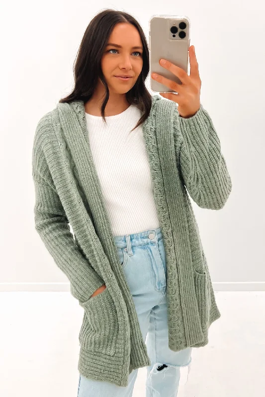 earthy knit wool cardigans -Homeward Bound II Cardigan Light Army