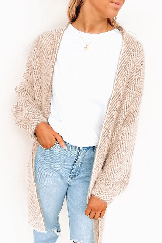 heavy mohair cardigans -Kaylah Cardigan Beige