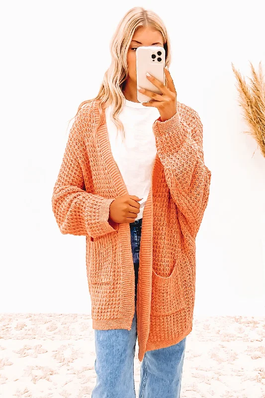 check cashmere cardigans -Kendrah Cardigan Peach