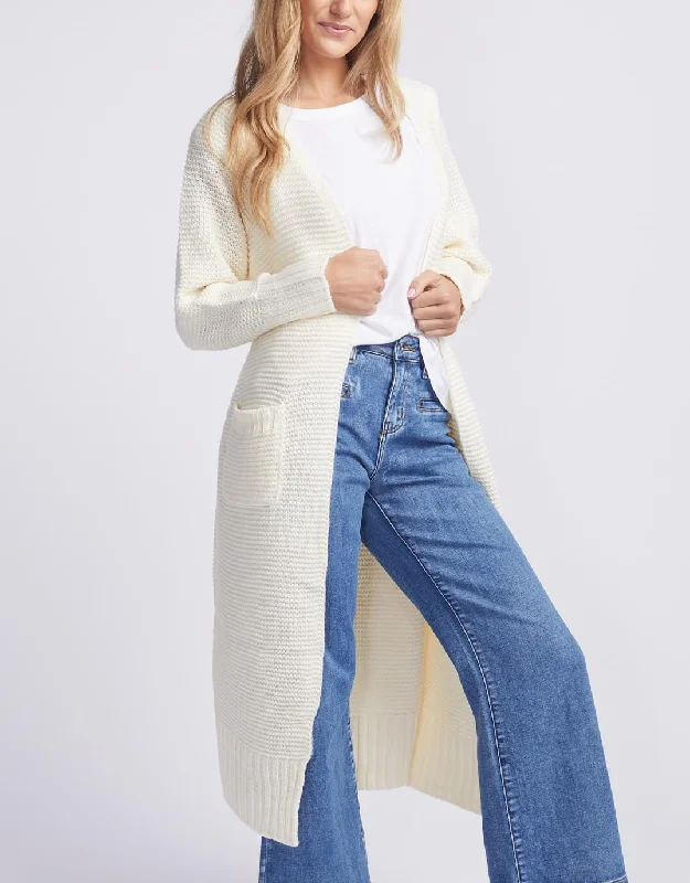 check wool cardigans -Long Sleeve Belted Cardigan - Birch