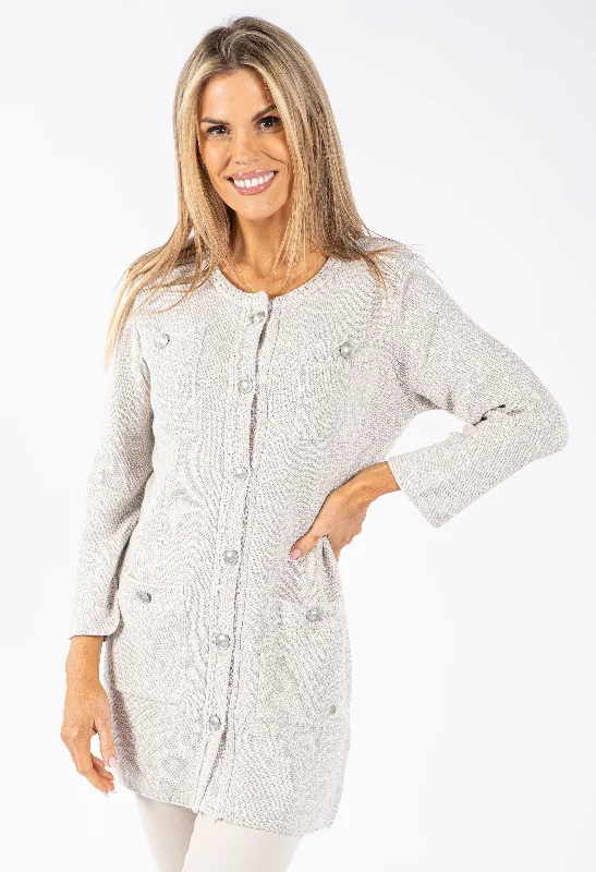 comfy ribbed cardigans -Lurex Long Cardigan