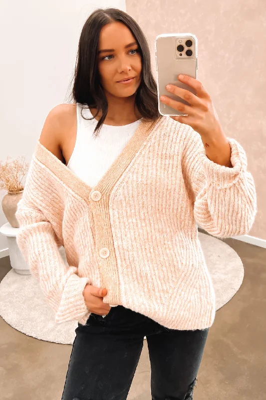 oversized weave wool cardigans -Marleigh Knit Cardigan Natural