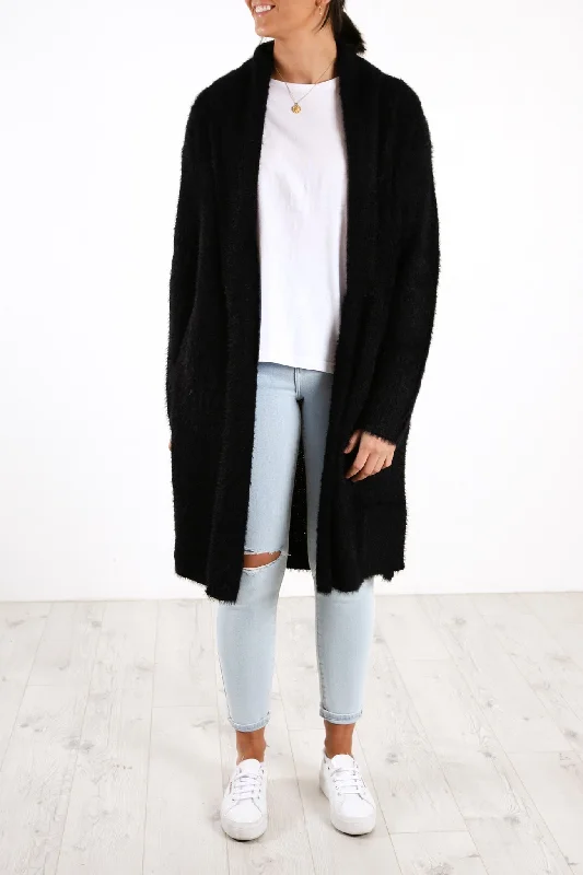 short-sleeve ribbed cardigans -Mia Cardigan Black