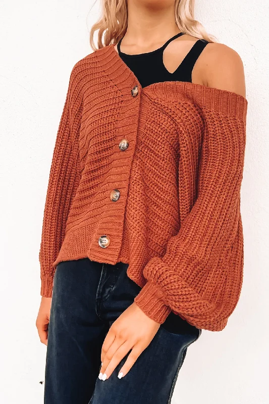 cashmere cardigans with snaps -Perry Cardigan Brown