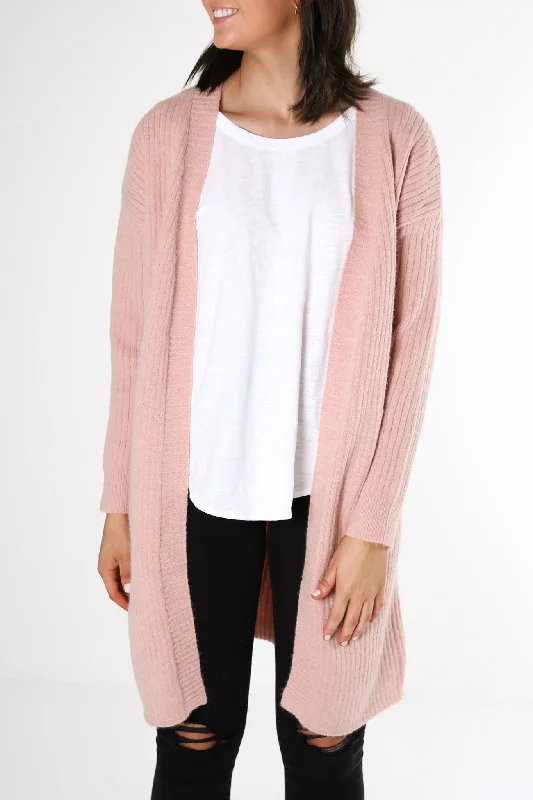 extended ribbed cardigans -Skylar Cardiagn Pink