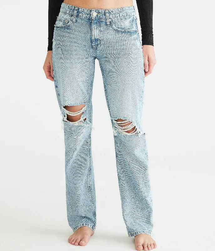 ribbed stretch pants -Aeropostale Knd Low-Rise Baggy Jean