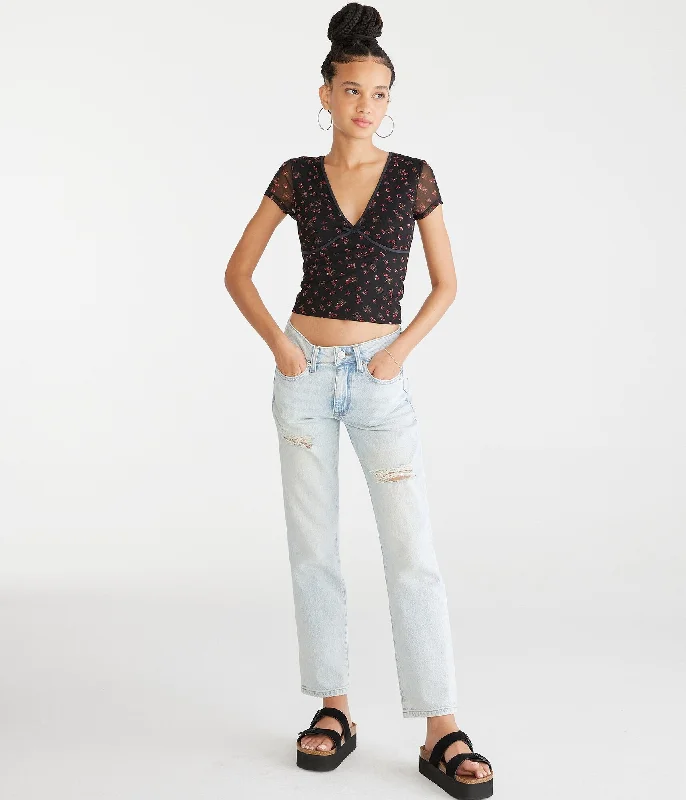 light packing pants -Aeropostale Mid-Rise Straight Ankle Jean