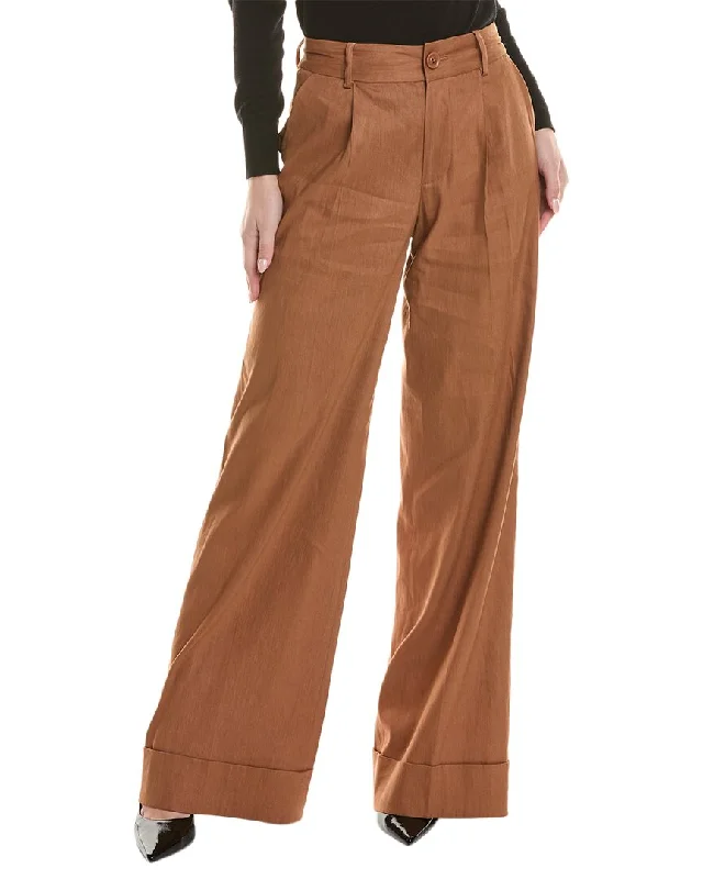 sleek solid pants -alice + olivia Tomasa Linen-Blend Pant