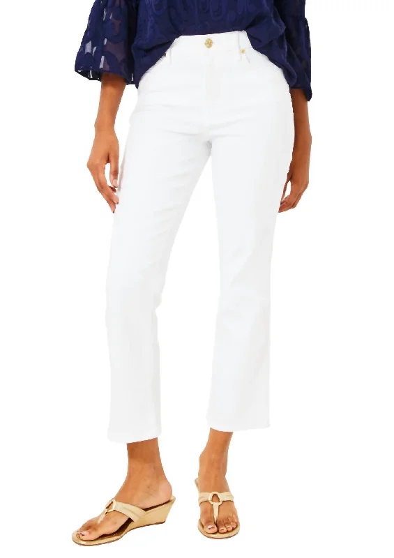 winter snug pants -Annet High Rise Crop Flare Jean In Resort White