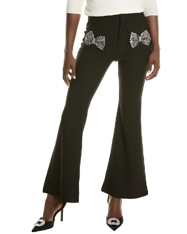 plush lined pants -Beulah Crystal Bow Pant