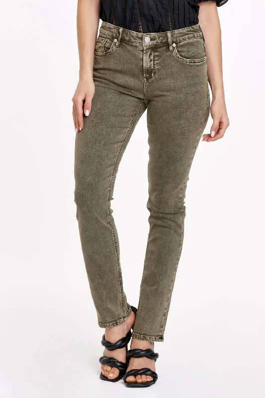 relaxed everyday pants -Blaire High Rise Denim Jeans In Olive