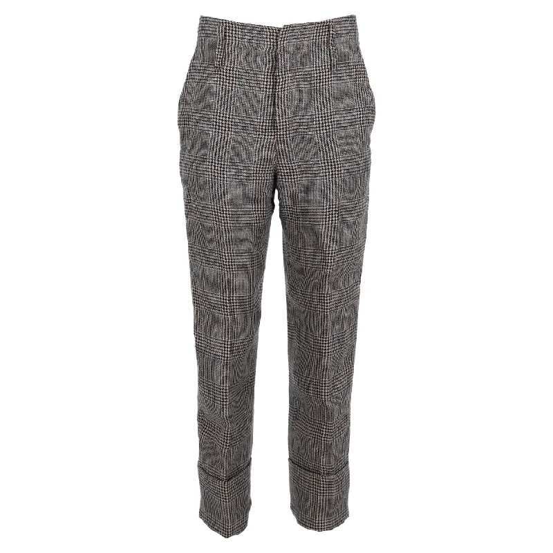 refined cigarette pants -Brunello Cucinelli Houndstooth Pants in Multicolor Linen