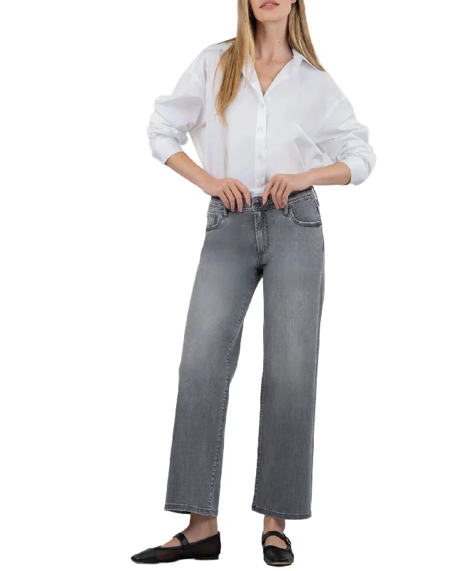 long plush pants -Charlotte Mid Rise Jeans In Explained With Grey Base Wash