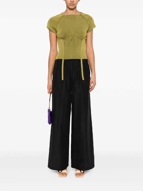 casual short pants -Chic Taffettas Palazzo Pants In Nero