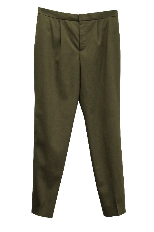 thick layered pants -Chloé Tapered Pants in Khaki Green Wool