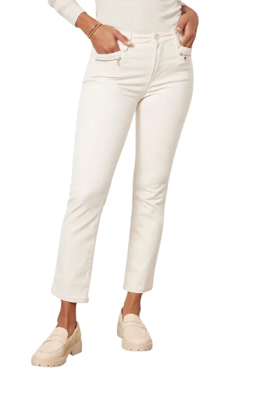 athletic vivid pants -Cindy Pant With Modern Zip Pocket In Ecru