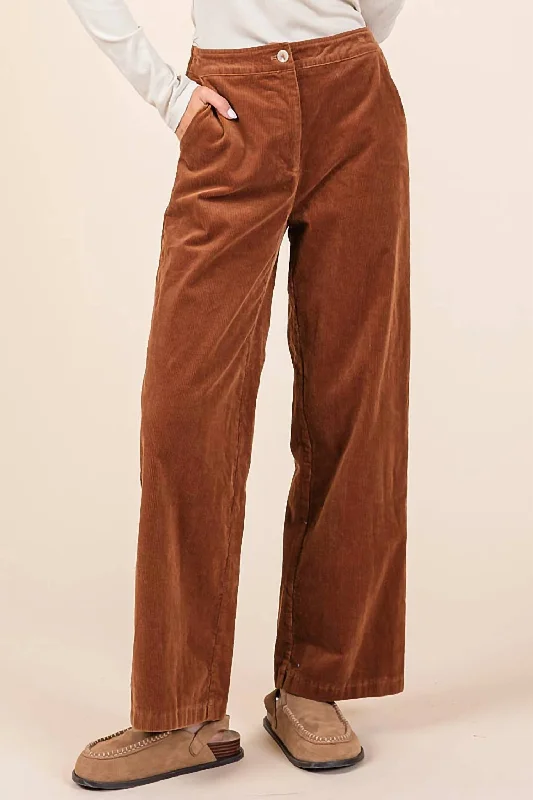 modern fitted pants -Corduroy Straignt Leg Jeans In Camel