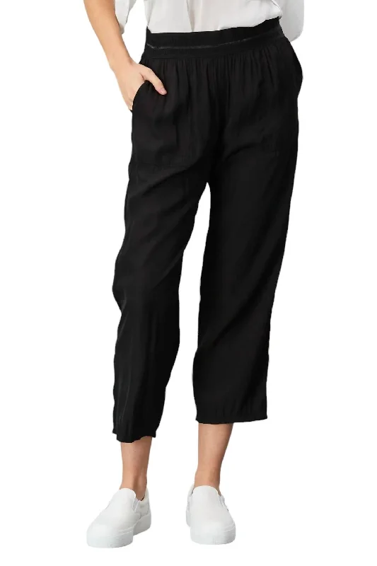 plaid timeless pants -D-Satin Crop Jogger In Nighwatch