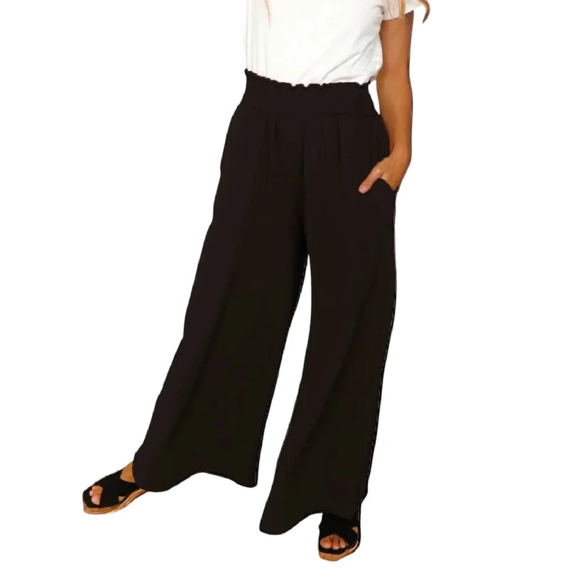 soft mix pants -Eli Wide Leg Pants In Black