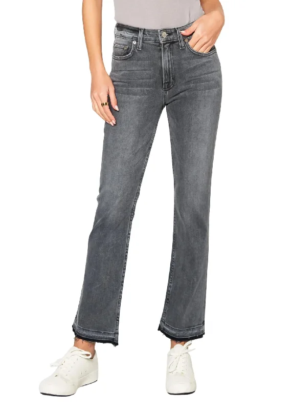 solid sleek pants -Farrah Mid Rise Kick Flare Jeans In Philly