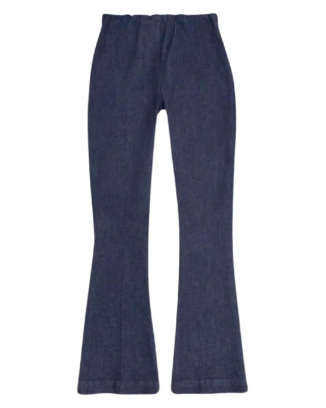 blended soft pants -Faye Flare Cropped Pant In Indigo Stretch Denim