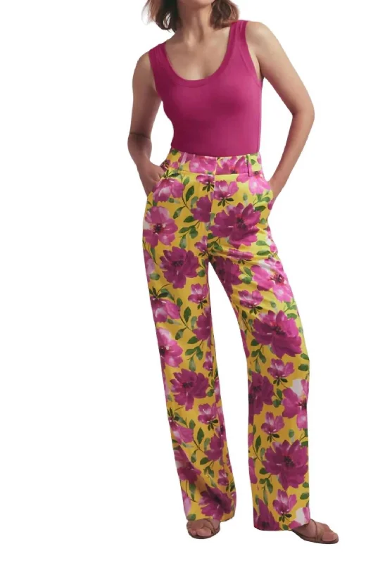 solid sleek pants -Fiona Trouser Pants In Floral