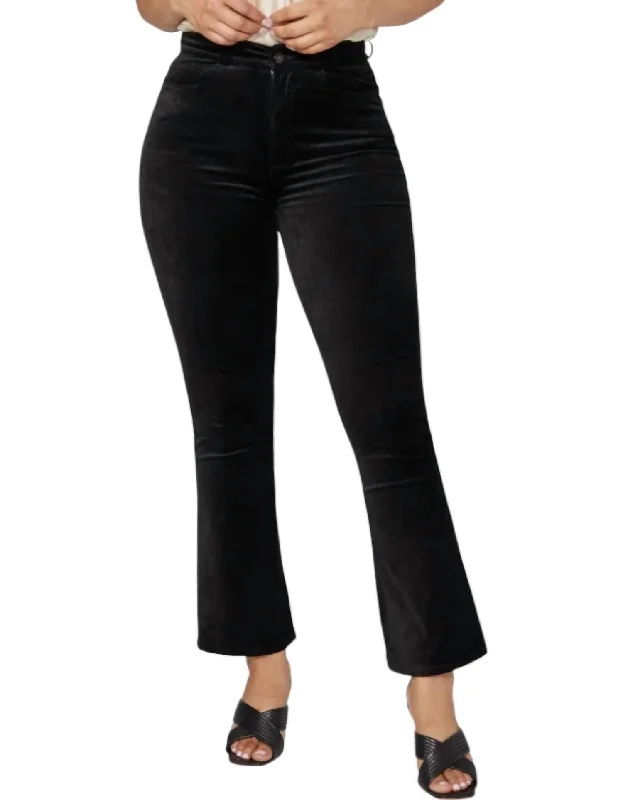 warm base pants -Flaunt Femme Ankle Flare Pants In Black Velvet