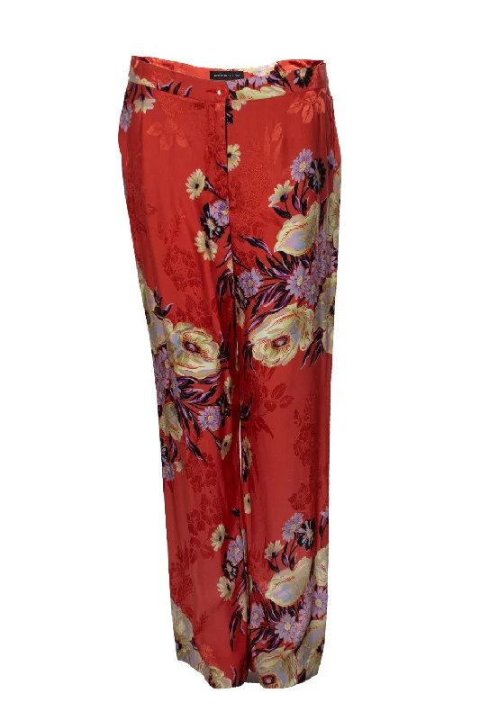 elegant straight pants -Floral pantalon