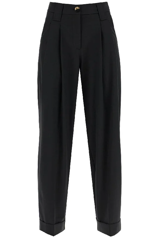 relaxed everyday pants -Ganni Women's "Flowy Trousers With Two Ple