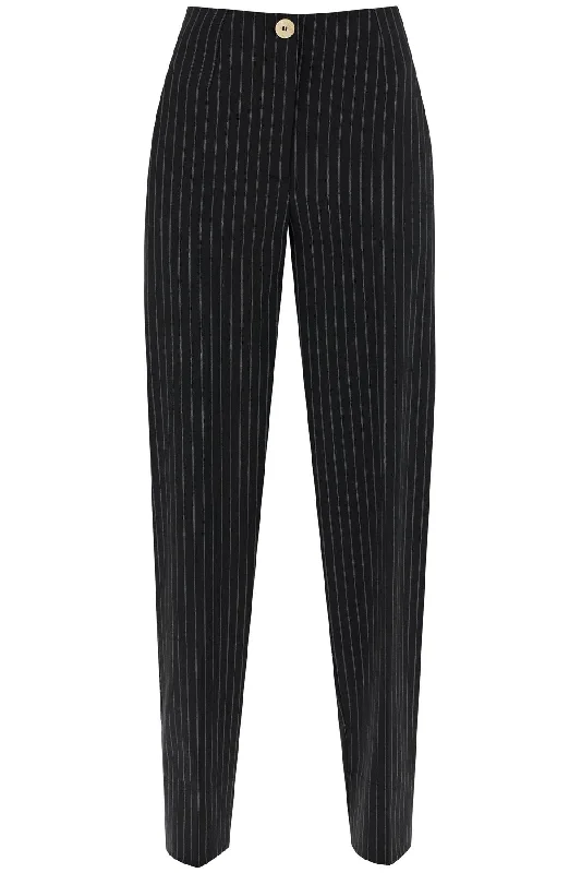 neutral simple pants -Ganni Women's Striped Tape Trousers