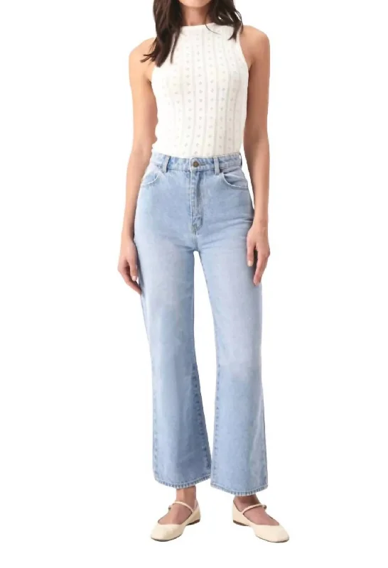 ribbed stretch pants -Heidi Ankle Jean In Light Blue