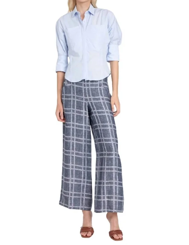 tie-dye creative pants -Hepburn Pant In Indigo Plaid